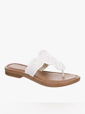 FRANCO FORTINI Women's Francine Leather Slip On Thong Sandal White, SZ: 6